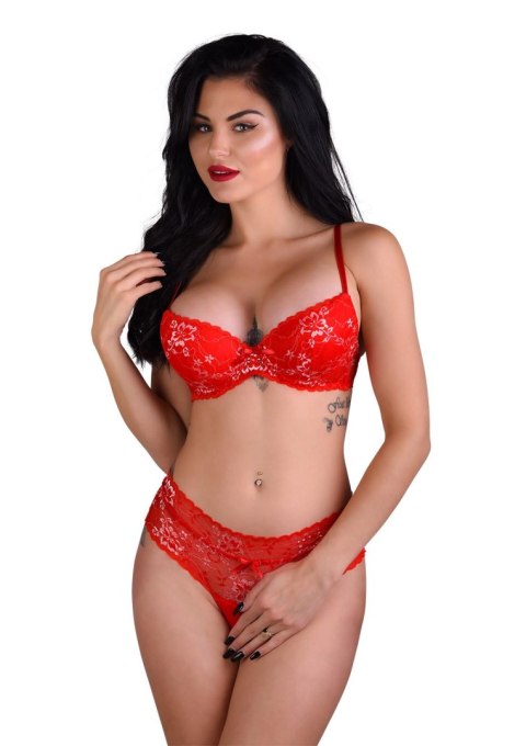 Demi bra with floral lace Red Demi bra with floral lace Red