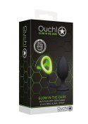 BUTT PLUG COCK RING & BALL STRAP - GITD - NEON GREEN/BLACK