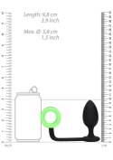 BUTT PLUG WITH COCK RING - GITD - NEON GREEN/BLACK
