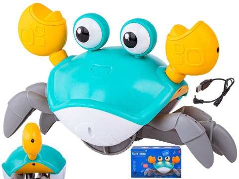 INTERAKTYWNA ZABAWKA PEŁZAJĄCY KRAB TAŃCZĄCY KRAB Uciekający Krab Interaktywna Zabawka Świeci Gra melodie Robot NIEBIESKI
