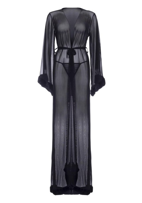 Faux fur trimmed robe & string Faux fur trimmed robe & string