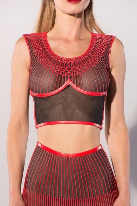 Bielizna-GP DATEX PRINTED CROP TOP RED, M Bielizna-GP DATEX PRINTED CROP TOP RED, M