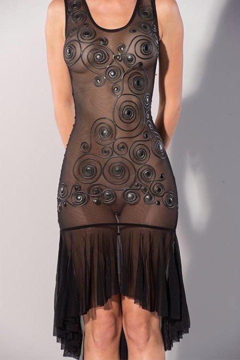 Bielizna-GP PRINTED DRESS WITH CURLY PATTERN, M Bielizna-GP PRINTED DRESS WITH CURLY PATTERN, M