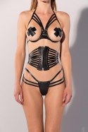 Bielizna-GP WET LOOK OPEN CUP BRA SET, 2XL