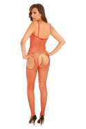 Bielizna-INDUSTR. NET SUSPENDER BODYSTOCK. RED