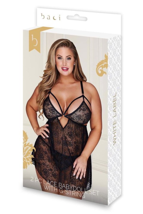 Bielizna-2PC LACE BABYDOLL SET WITH G-STRING Q Bielizna-2PC LACE BABYDOLL SET WITH G-STRING Q