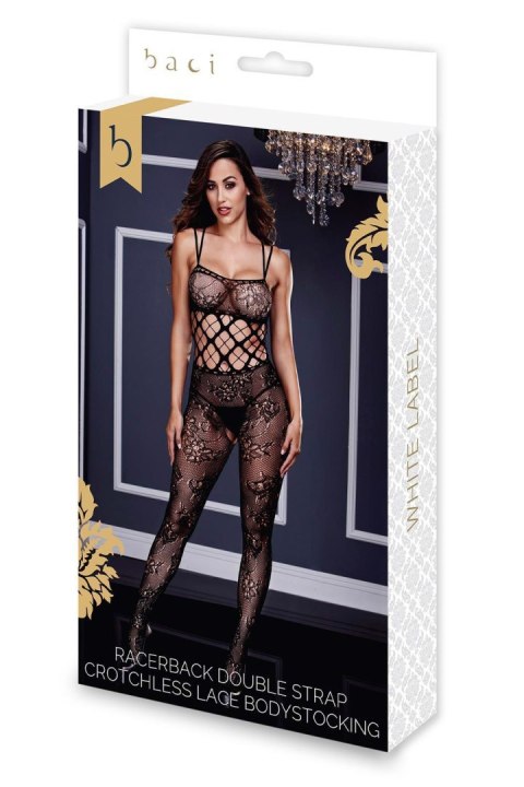 Bielizna-RACERBACK CROTCHLESS LACE BODYSTOCKING Bielizna-RACERBACK CROTCHLESS LACE BODYSTOCKING