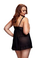 Bielizna-SHEER BABYDOLL W/OPEN CUP BRA PANT BLK,Q