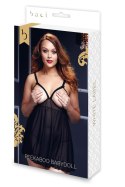 Bielizna-SHEER BABYDOLL W/OPEN CUP BRA PANT BLK,Q