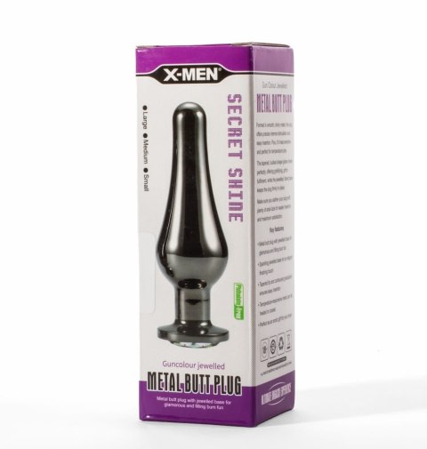 KOREK ANALNY SECRET SHINE GUNCOLOUR JEWELLED 12,9CM X-MEN