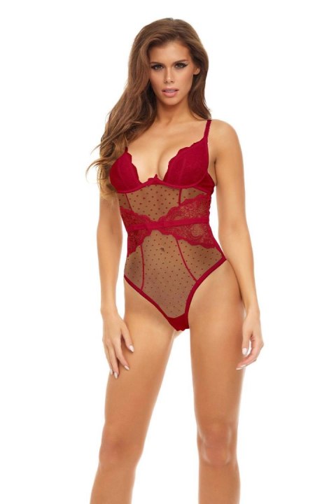 BOMBSHELL BOUDOIR PEEK A BOO TEDDY RED, S BOMBSHELL BOUDOIR PEEK A BOO TEDDY RED, S