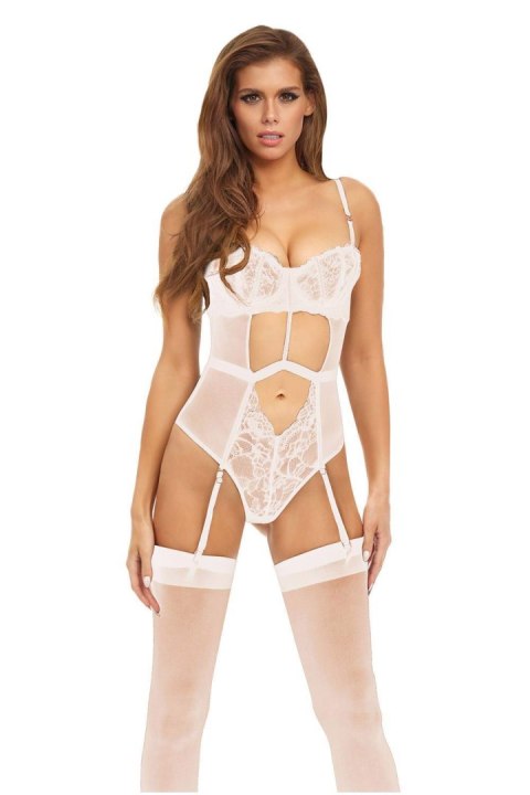 BOMBSHELL BOUDOIR STRAP OVERLAY TEDDY WHITE, M BOMBSHELL BOUDOIR STRAP OVERLAY TEDDY WHITE, M
