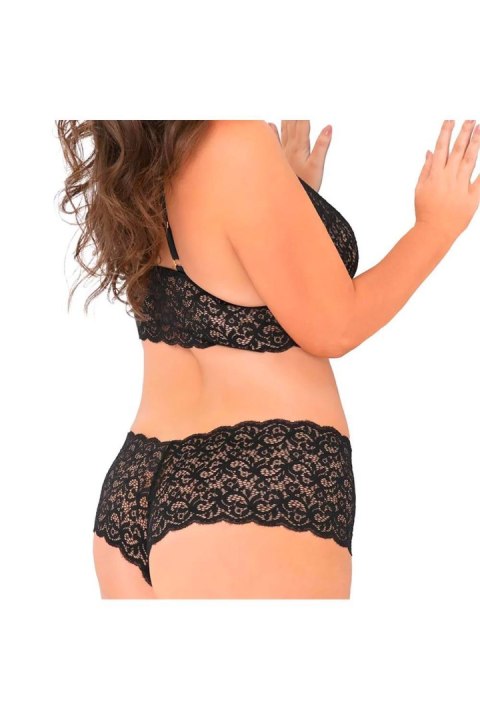 2PC LACE CHOKER BOYSHORT SET BLACK, 3X4 2PC LACE CHOKER BOYSHORT SET BLACK, 3X4
