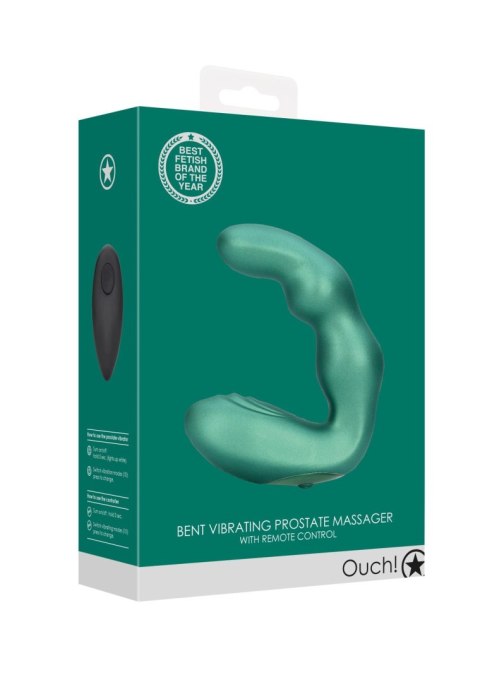 Bent Vibrating Prostate Massager with Remote Control - Metallic Green Bent Vibrating Prostate Massager with Remote Control - Metallic Green