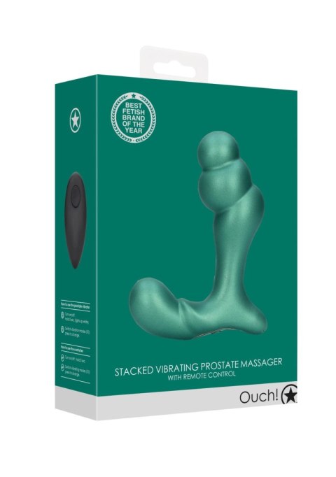 Stacked Vibrating Prostate Massager with Remote Control - Metallic Green Stacked Vibrating Prostate Massager with Remote Control - Metallic Green
