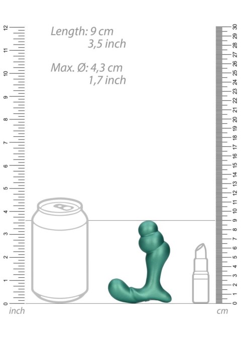 Stacked Vibrating Prostate Massager with Remote Control - Metallic Green Stacked Vibrating Prostate Massager with Remote Control - Metallic Green