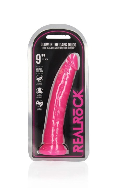 Slim Realistic Dildo with Suction Cup - Glow in the Dark - 9'' / 22,5 cm Slim Realistic Dildo with Suction Cup - Glow in the Dark - 9'' / 22,5 cm