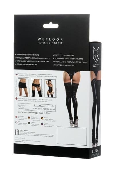 Pończochy Eliza Glossy Shiny Wetlook z koronką XL TOYFA Pończochy Eliza Glossy Shiny Wetlook z koronką XL TOYFA