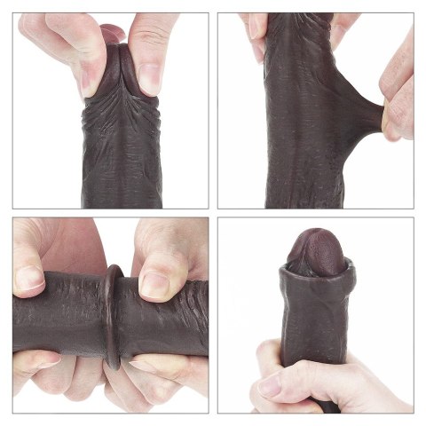 DILDO 7'' SLIDING SKIN DUAL LAYER DONG - BLACK DILDO 7'' SLIDING SKIN DUAL LAYER DONG - BLACK