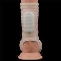 PIERŚCIEŃ NAKŁADKA VIBRATING WAVE KNIGHTS RING WITH SCROTUM SLEEVE (WHITE)