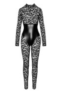 Koronkowy catsuit Enigma z gorsetem pod biustem M Noir Handmade