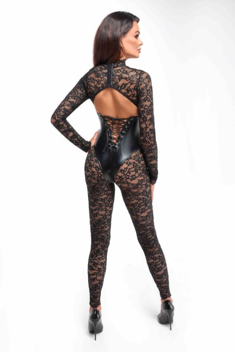 Koronkowy catsuit Enigma z gorsetem pod biustem S Noir Handmade Koronkowy catsuit Enigma z gorsetem pod biustem S Noir Handmade