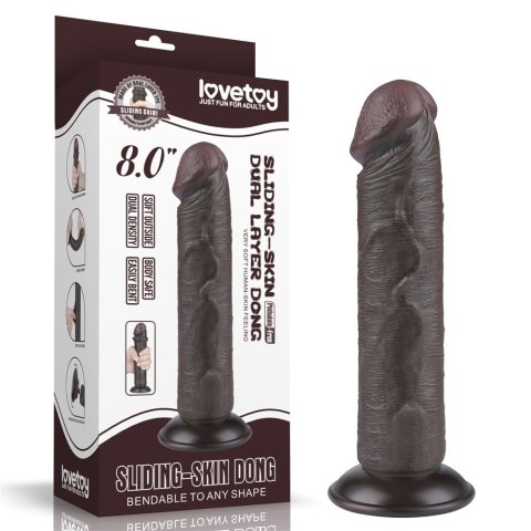 DILDO 8'' SLIDING SKIN DUAL LAYER DONG BLACK DILDO 8'' SLIDING SKIN DUAL LAYER DONG BLACK