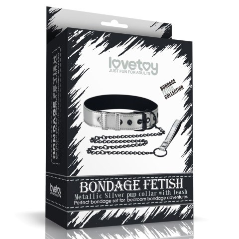 OBROŻA BONDAGE FETISH METALLIC PUP COLLAR WITH LEASH OBROŻA BONDAGE FETISH METALLIC PUP COLLAR WITH LEASH