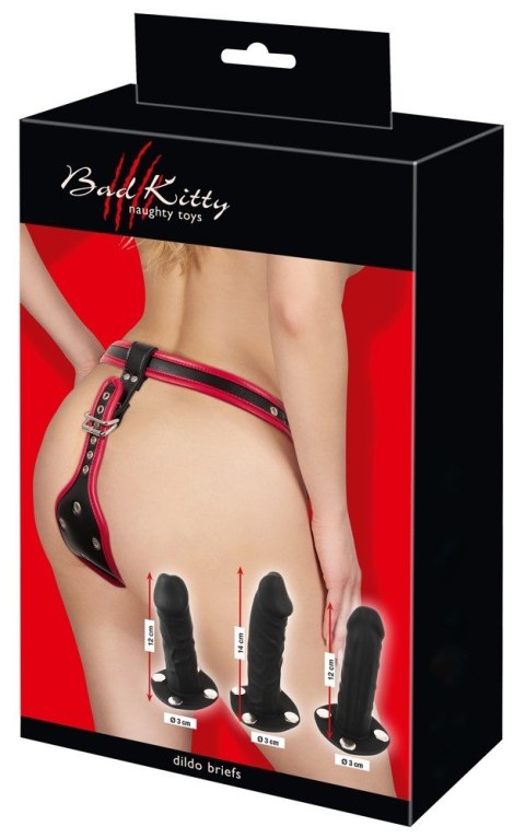 Uprząż Strap-On z 3 dildami L/XL Bad Kitty