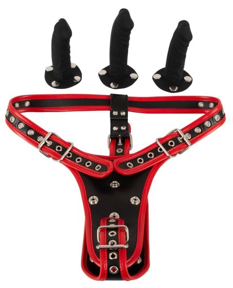 Uprząż Strap-On z 3 dildami S/M Bad Kitty