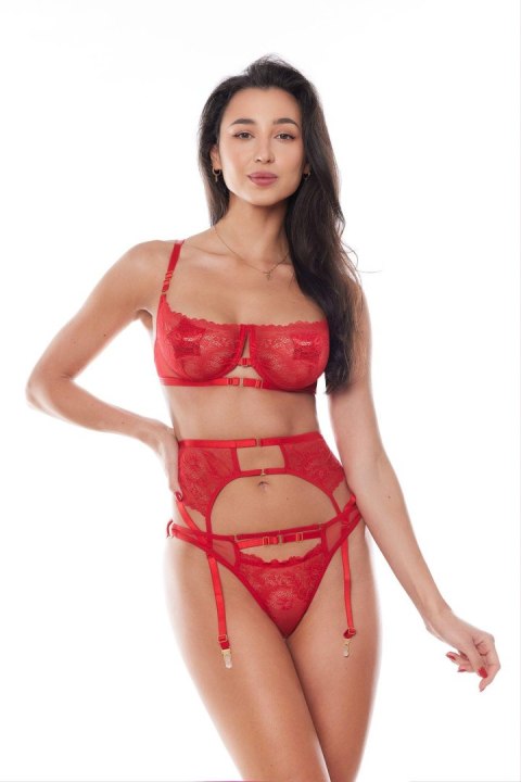 AMOURA SET RED (bra,belt,string/biustonosz, pas, stringi) S/M AMOURA SET RED (bra,belt,string/biustonosz, pas, stringi) S/M