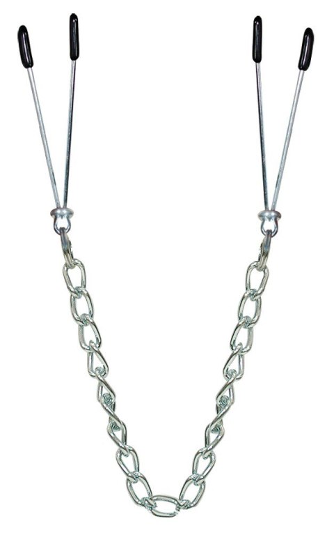 KLIPSY KLAMRY NA SUTKI Z ŁAŃCUSZKIEM SILIKON BDSM