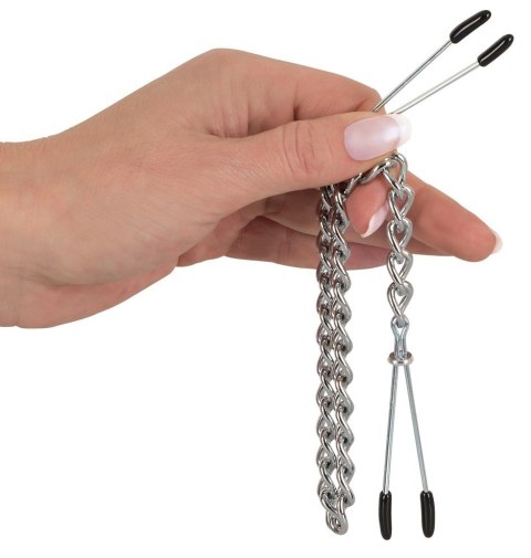 KLIPSY KLAMRY NA SUTKI Z ŁAŃCUSZKIEM SILIKON BDSM