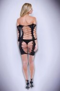 BACI CORSET FRONT LONG SLEEVE MINI DRESS BLACK, OS