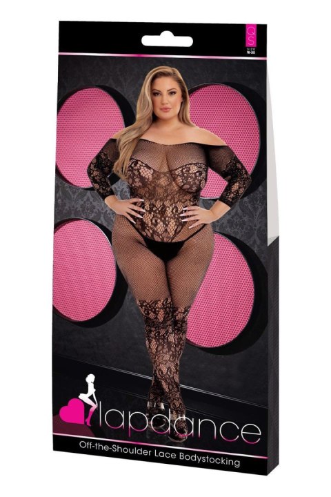 LAPDANCE OFF-THE-SHOULDER LACE BODYSTOCKING BLACK, QUEEN LAPDANCE OFF-THE-SHOULDER LACE BODYSTOCKING BLACK, QUEEN