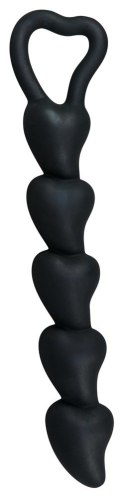 KORALIKI ANALNE SILIKONOWE HEARTS 18,5 CM BLACK VELVETS