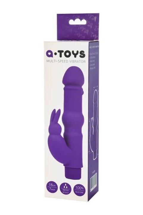 A-TOYS, Vibrator with clitoral stim, Silicone, Purple, 18 cm A-TOYS, Vibrator with clitoral stim, Silicone, Purple, 18 cm