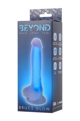 Dildo z przyssawką Beyond Bruce Glow Blue 21cm Toyfa