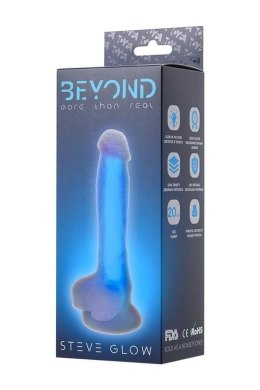 Dildo z przyssawką Beyond Steve Glow Blue 19cm Toyfa
