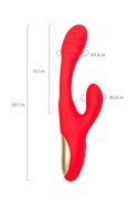 JOS Vibrator with clitoral stimulator Patti with moving tongue, silicone, red, 24 cm