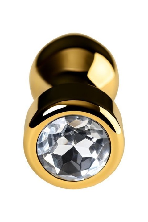 Gold anal plug TOYFA Metal with white round-shaped gem , length 7 cm, diameter 2-3,5 cm, weight 140 gr Gold anal plug TOYFA Metal with white round-shaped gem , length 7 cm, diameter 2-3,5 cm, weight 140 gr