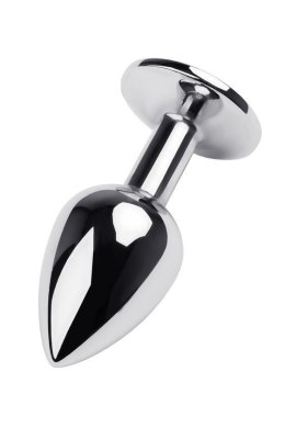Silver anal plug TOYFA Metal with blue round-shaped gem
