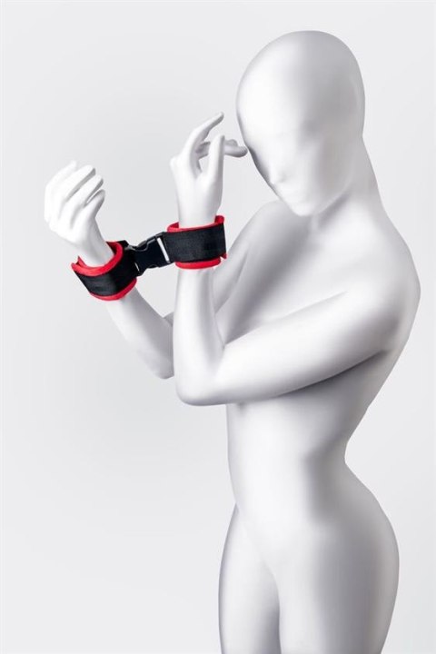 Anonymo handcuffs, velour, red, 24 cm Anonymo handcuffs, velour, red, 24 cm
