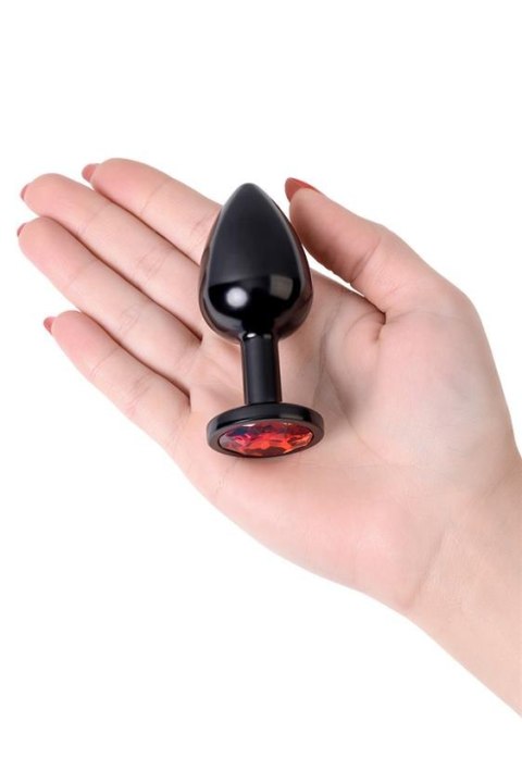 Black anal plug TOYFA Metal,with a ruby colored gem Black anal plug TOYFA Metal,with a ruby colored gem