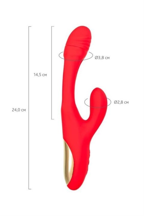 JOS Vibrator with clitoral stimulator Patti with moving tongue, silicone, red, 24 cm JOS Vibrator with clitoral stimulator Patti with moving tongue, silicone, red, 24 cm