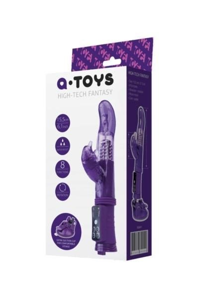A-TOYS, Vibrator with clitoral stimulator, TPR, purple, 22,5 cm A-TOYS, Vibrator with clitoral stimulator, TPR, purple, 22,5 cm
