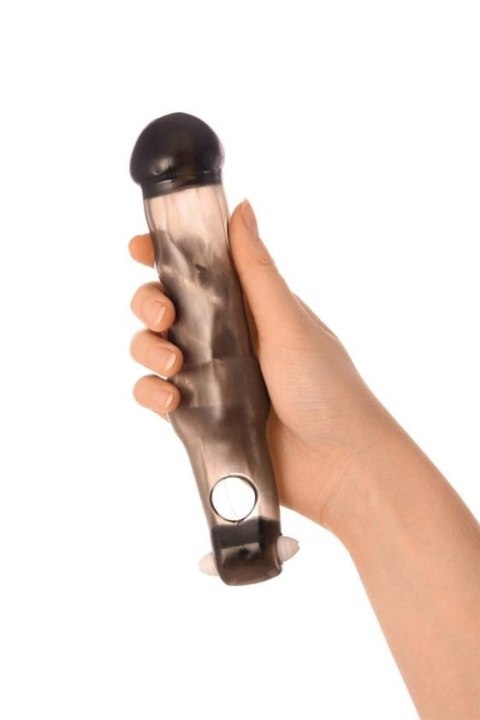 XToyFa XLover, Penis Sleeve, for increase in size with vibration, TPE, transparent black, 19.4 cm XToyFa XLover, Penis Sleeve, for increase in size with vibration, TPE, transparent black, 19.4 cm