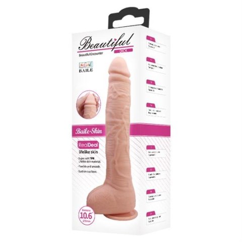 REALISTYCZNE DILDO BEAUTIFUL DICK 27 CM, TPR, Z PRZYSSAWKĄ