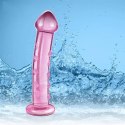 SZKLANE DILDO LOVE TOY ROMANCE PINK, 17,78 CM, BOROKRZEMOWE, RÓŻOWE