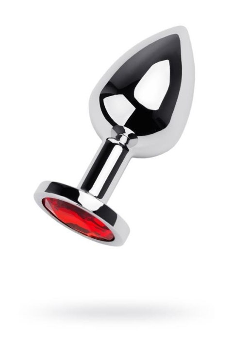 Silver anal plug with gem, red Silver anal plug with gem, red